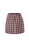 Plaid Mini Etek Bordo
