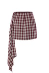 Plaid Mini Etek Bordo