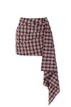 Plaid Mini Etek Bordo