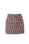Plaid Mini Etek Bordo