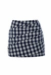 Plaid Mini Etek Lacivert