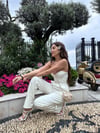 Rose Deri Uzun Büstiyer Beyaz