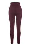 Uzun Kollu Crop Top - Tayt Takım Mat Bordo