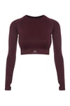 Uzun Kollu Crop Top - Tayt Takım Mat Bordo