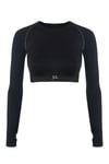 Uzun Kollu Crop Top - Tayt Takım Mat Siyah