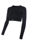 Uzun Kollu Crop Top - Tayt Takım Mat Siyah