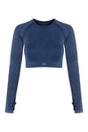 Uzun Kollu Crop Top - Tayt Takım Mavi