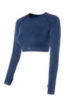 Uzun Kollu Crop Top - Tayt Takım Mavi
