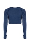 Uzun Kollu Crop Top - Tayt Takım Mavi