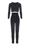 Uzun Kollu Crop Top - Tayt Takım Siyah
