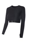 Uzun Kollu Crop Top - Tayt Takım Siyah