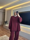 Basıc Oversize Takım Bordo - TAKIM