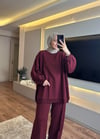 Basıc Oversize Takım Bordo - TAKIM