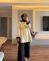 Bel Büzgülü Puantiye Ceket Sarı - CEKET