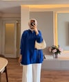 Boncuk Nakış Detaylı Gömlek Saks - GÖMLEK