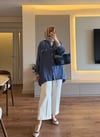 Cep Detaylı Bağcıklı Kap İndigo - CEKET