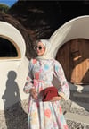 Çiçekli Keten Elbise - ELBİSE