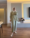 Dikiş Detaylı Büzgülü Takım Ada Çayı - TAKIM