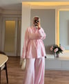 Düğmeli Keten Takım Pembe  - TAKIM