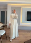 Elira Taş Detaylı Elbise Krem - ELBİSE