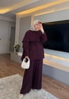 Flayy Yaka Düğmeli Takım Bordo - TAKIM