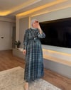 Fularlı Elbise Açık Lacivert - ELBİSE