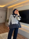 Garni Detaylı Tasarım Takım Gri - TAKIM