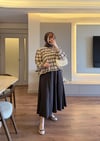 Gipe Detaylı Ekose Bluz Kahve - BLUZ