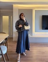 Gipe Detaylı Ekose Bluz Lacivert - BLUZ