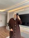 Gold Düğmeli Dokulu Örme Ceket Kahve - CEKET