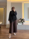 Gold Düğmeli Geniş Paça Pantalon Kahve - PANTOLON