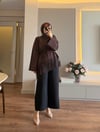 Gold Düğmeli Geniş Paça Pantalon Siyah - PANTOLON