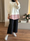 Gömlek Garnili Sweatshırt Beyaz - SWEAT