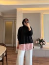 Gömlek Garnili Sweatshırt Siyah - SWEAT