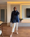 Gül Detaylı Işıltı Gömlek Lacivert - GÖMLEK