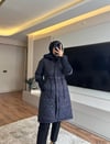 Kapşonlu Kürklü Şişme Mont Lacivert - MONT