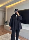 Kapüşonlu Oversize Astarlı Yağmurluk Siyah - CEKET