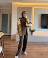 Kontrast Detaylı Rahat Takım Kahve - TAKIM