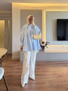 Lalin Fularlı Gömlek Mavi - GÖMLEK