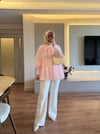 Lalin Fularlı Gömlek Pembe  - GÖMLEK