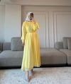 Lastik Büzgülü Şifon Elbise Sarı - ELBİSE