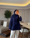 Lastik Detaylı Büzgülü Sweatshırt Lacivert - SWEAT