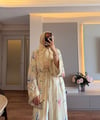 Lavin Floral Şallı Abaya Sarı - TAKIM