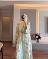 Lavin Floral Şallı Abaya Yeşil - TAKIM