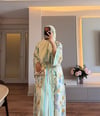 Lavin Floral Şallı Abaya Yeşil - TAKIM