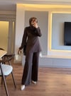 Leya Püskül Detay Takım Kahve  - TAKIM