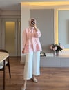 Nakış Detaylı Bel Ayarlı Ceket Pembe - CEKET