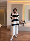 Nakış Detaylı Çizgili Sweatshırt Lacivert - SWEAT
