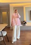 Natural Dokulu Ceket Pembe - CEKET