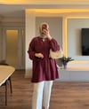 Nervürlü Gömlek Tunik Bordo - GÖMLEK